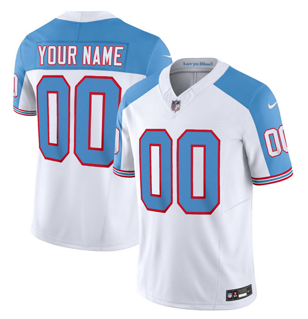 Men & Women & Youth Tennessee Titans Active Player Custom White Blue 2023 F.U.S.E. Vapor Limited Throwback Football Stitched Jersey,We sell and wholesale Men & Women & Youth Tennessee Titans Active Player Custom White Blue 2023 F.U.S.E. Vapor Limited Throwback Football Stitched Jersey on line form chian!